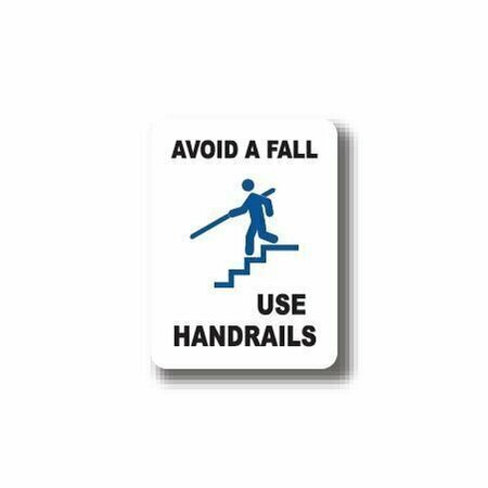 ERGOMAT 12in x 12in RECTANGLE SIGNS - Avoid A Fall Use Handrails DSV-SIGN 144 #7064 -UEN